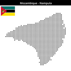 Fototapeta premium Map of Mozambique region Nampula in medium size square dots