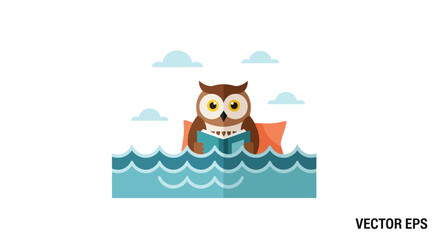 Fototapeta premium Owl reading book in water