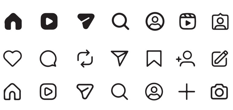 Social Media Interface Outline Icons Collection for Mobile App and Web vector illutrator eps10