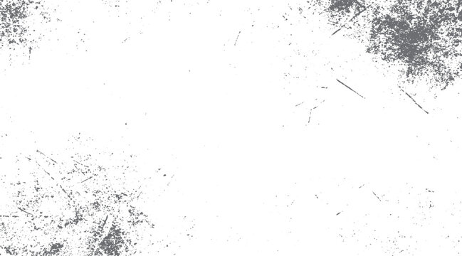 White background with scattered grey grunge textures and speckles in corners