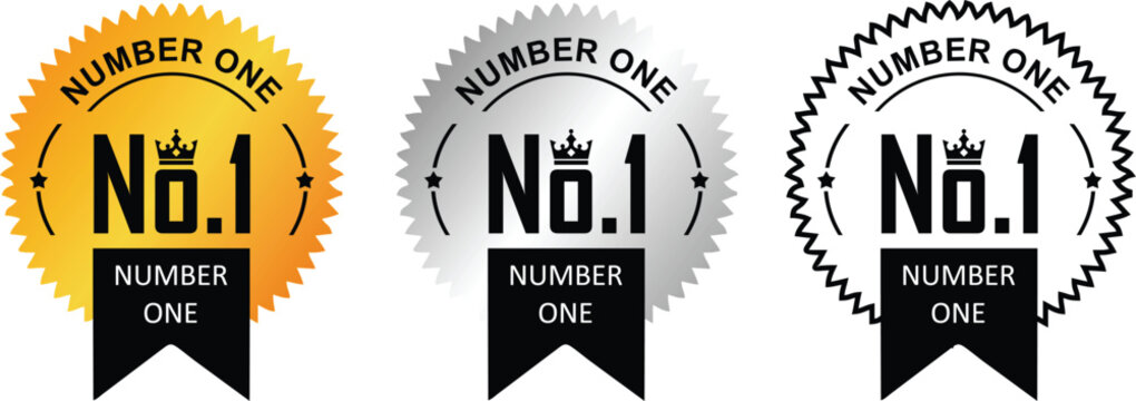 Number one badge label design. Top selling product badge. High Quality Badge vector Design. No.1 Product Sticker