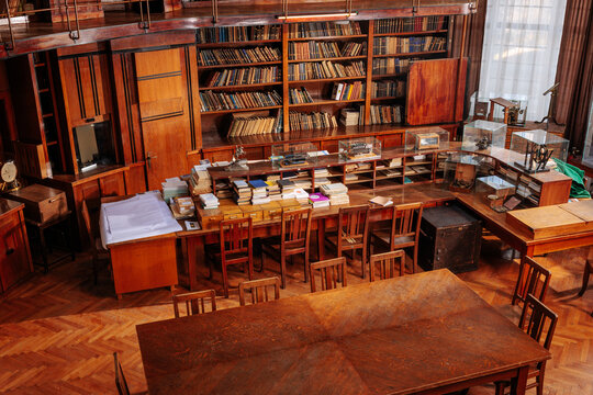 Vintage library interior showcasing knowledge and archival research