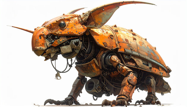 Mechanical creature robot isolated