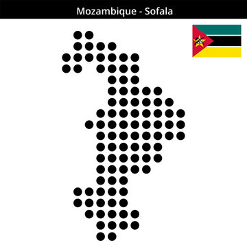 Map of Mozambique region Sofala in large size dots
