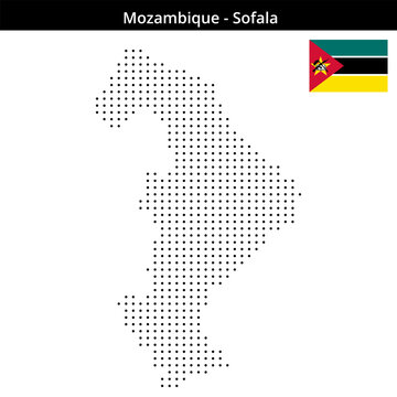 Map of Mozambique region Sofala in small size dots