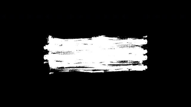 Grunge abstract with brushstrokes. Hand-drawn brushstrokes, white paint brush on black background. 4K video