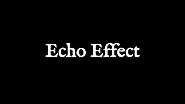 Echo Effect text is written in a clear white serif typeface positioned in the center of a black field to serve as an abstract visual representation of sound waves and auditory reverberation.