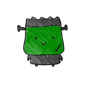 cute frankenstein hand drawing halloween 