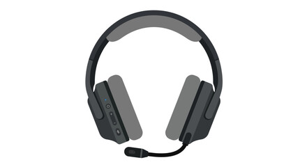 Fototapeta premium Minimalist Gray Gaming Headset Illustration Featuring a Flexible Boom Microphone for Immersive Audio and Professional Communication