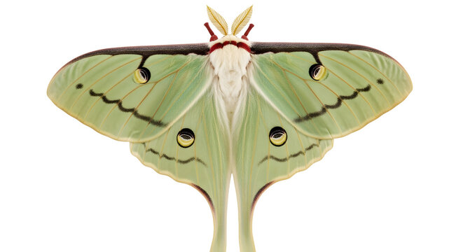 Luna moth insect with wildlife entomology creature transparent background detailed delicate as transparent PNG