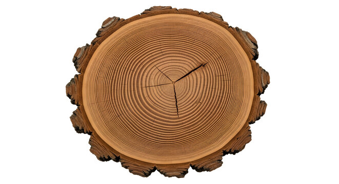 Wood log cross section with transparent background forestry structure material woodland as PNG element