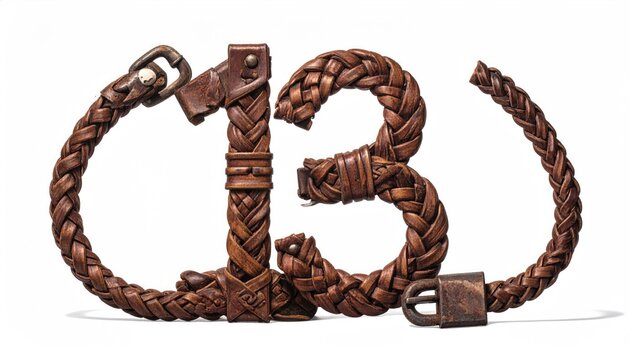 Braided Leather Belt Coiled Into 3d Number 63