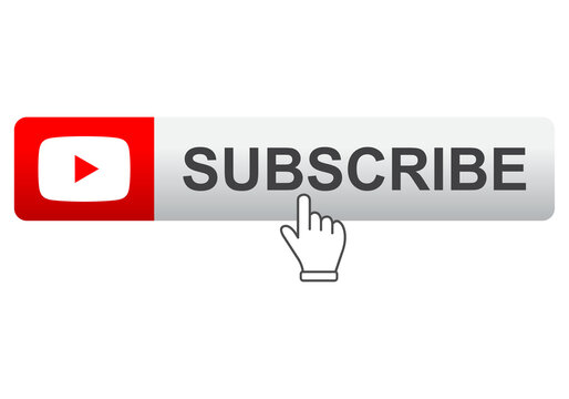 subscribe button with hand and youtube logo