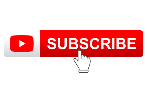 subscribe button with hand and youtube logo