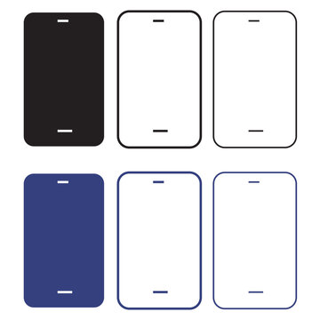 Minimalist smartphone vector icons set, flat mobile phone wireframe templates, 6 digital device screen mockups for app UI design and web development