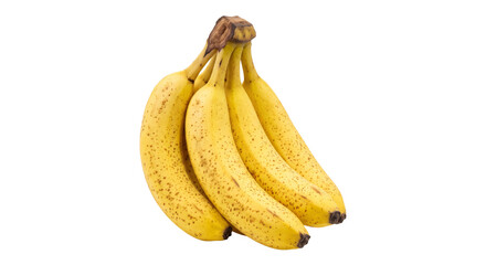 Bunch of ripe yellow bananas with brown spots on a white background © Sapphire