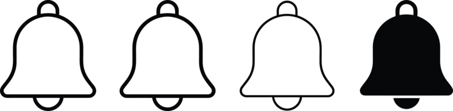 Collection of notification bell icons in different graphic styles for website and app interface with notification reminder interface minimalist silhouette collection attention