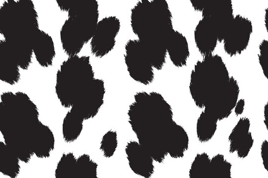 Black and White Abstract Animal Print Seamless Pattern with Brush Stroke Texture