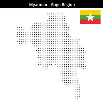 Map of Myanmar region Bago-Region in small size dots