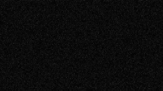 Vhs turn on a black screen featuring grainy television static digital interference. CRT style scanline effect texture video, retro style effect.