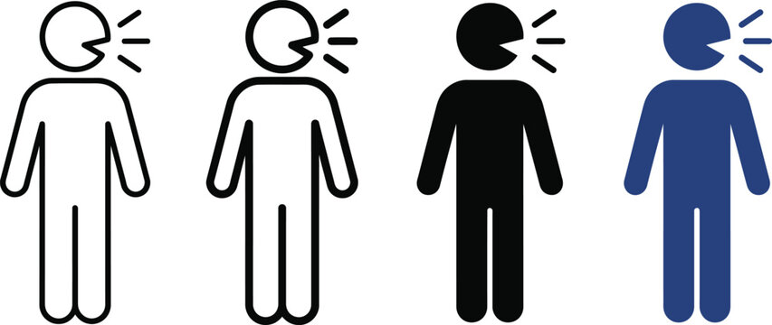 Collection of speaking person icons illustrating communication and speech in different styles with speaking communication minimalist silhouette collection pictogram isolated