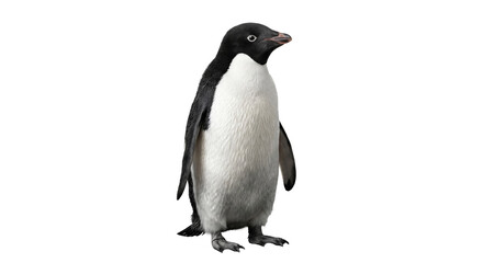 An Adelie penguin stands isolated on a pure white background, showcasing its distinct markings © Sapphire