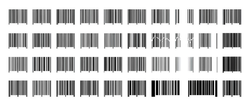 Collection of diverse barcode patterns on white background