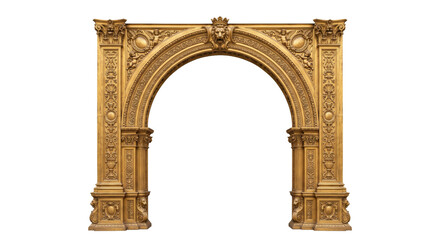 Obraz premium Ornate golden archway with lion head and cherub carvings