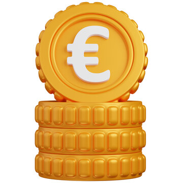 3d render coin stack of  Euro currency   icon 