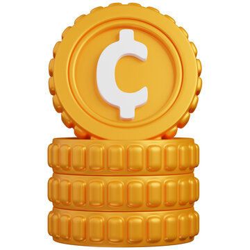 3d render coin stack of   Cedi currency  icon 