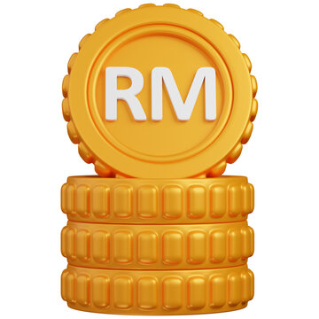 3d render coin stack of   Ringgit currency  icon 