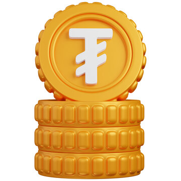 3d render coin stack of   Togrog currency  icon 