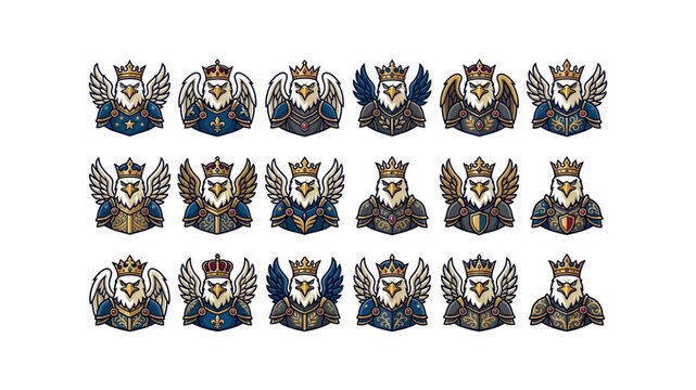 Collection of ornate shield crests.