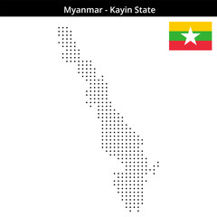 Obraz premium Map of Myanmar region Kayin-State in small size square dots