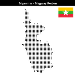 Obraz premium Map of Myanmar region Magway-Region in medium size square dots