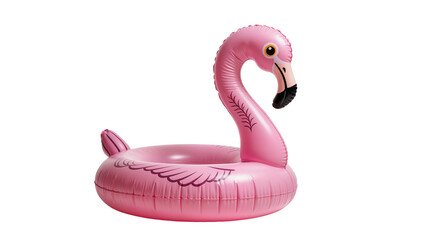 Isolated vibrant pink inflatable flamingo pool float for summer beach vacation fun © Conor