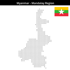 Obraz premium Map of Myanmar region Mandalay-Region in small size square dots