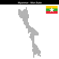Obraz premium Map of Myanmar region Mon-State in medium size dots