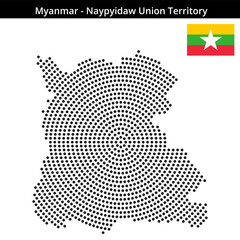 Fototapeta premium Map of Myanmar region Naypyidaw-Union-Territory in concentric medium dots