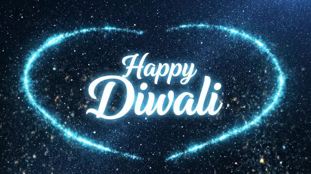 Happy Diwali greeting on blue starry night sky background