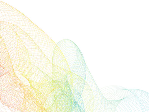 Abstract Rainbow Guilloche Line Art Background with Curved Geometric Wave Patterns on transparent 