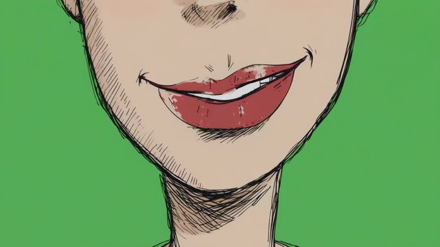 Animated Lips Expressing Different Emotions with Subtle Mouth Movements and Red Lipstick