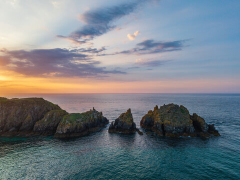 Stunning Summer sunset over Trevose Head in Cornwall England