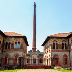 Fototapeta premium Crespi d Adda, Bergamo province, Italy: historic factory village, Unesco World Heritage Site