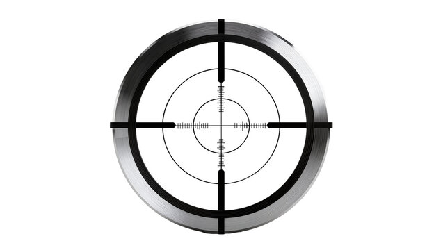Isolated rifle scope reticle crosshair with measurement marks for aiming on optical device