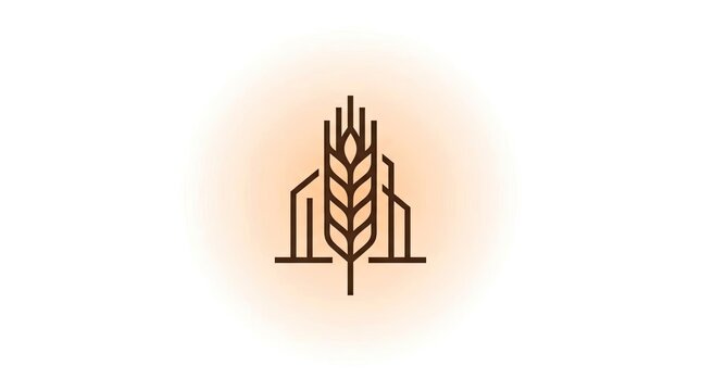 Abstract wheat and building architecture logo design.
