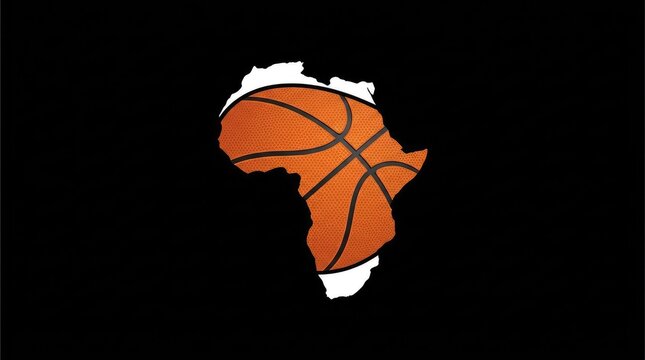 African continent map shaped as a basketball.