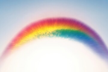 Obraz premium Soft luminous rainbow arc over a bright white sky with subtle clouds, evoking serenity and hope