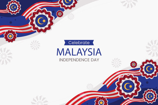 flat banner background malaysia independence day celebration