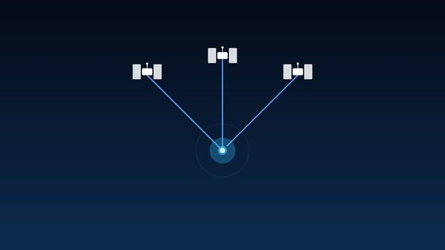 Satellite Network Data Transmission and Global Communication Animation